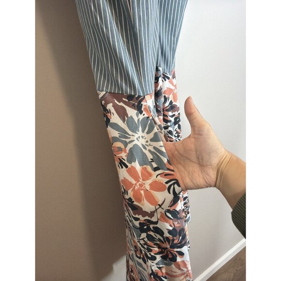 Pact Blue Striped Floral Fit & Flare Strappy Mini Dress Organic Cotton Size XL - Picture 6 of 8